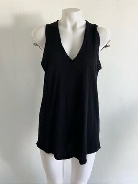 NEIMAN MARCUS 100% CASHMERE Sleeveless v Neck Top Black‎ Large